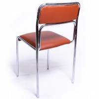 Krzesła chrom, efekt skóry Marone. Metal chromowany. Lata 70-80.